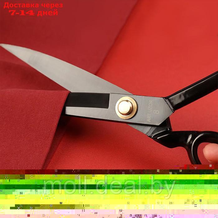 Ножницы закройные, скошенное лезвие, прорезиненная ручка, 8", 21,5 см, цвет чёрный - фото 5 - id-p207105964