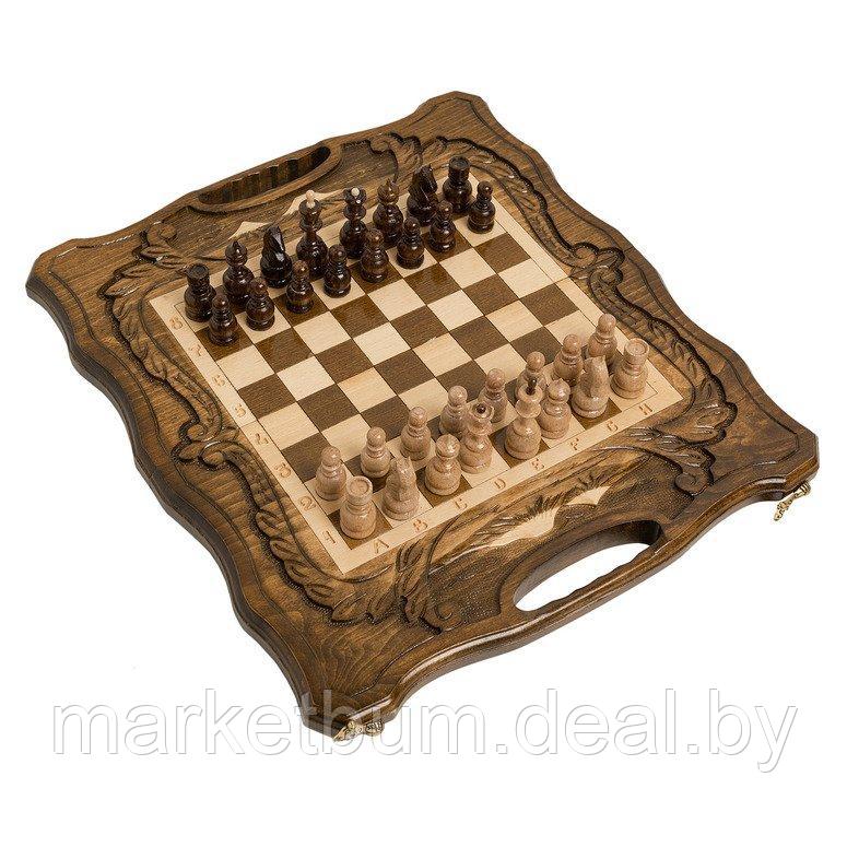 Шахматы + нарды резные c Араратом 40 с ручкой - фото 1 - id-p207592026