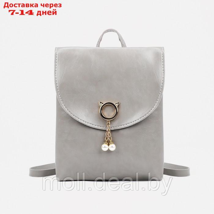Рюкзак 18,5*5,5*21,5 см, отдел на молнии, серый - фото 1 - id-p207533089