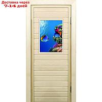 Дверь для бани со стеклом (40*60), "Кораллы-1", 190×70см, коробка из осины