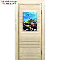 Дверь для бани со стеклом (40*60), "Кораллы-2", 190×70см, коробка из осины