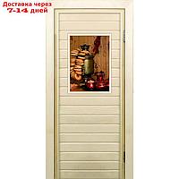 Дверь для бани со стеклом (40*60), "Самовар-1", 190×70см, коробка из осины