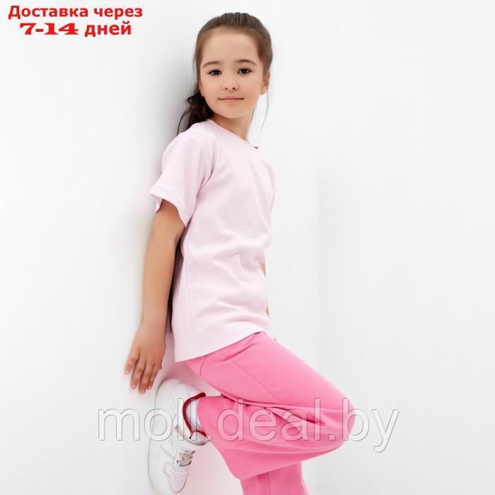 Футболка детская в полоску KAFTAN "Basic line", р.32 (110-116 см), розовый/белый - фото 4 - id-p207538284