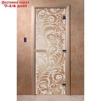 Дверь "Хохлома", размер коробки 190 × 70 см, левая, цвет сатин