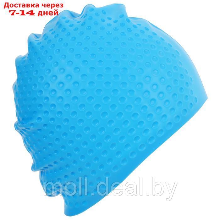 Шапочка для плавания взрослая, массажная, силиконовая, обхват 54-60 см, цвет голубой - фото 4 - id-p207107081