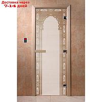 Дверь "Восточная арка", размер коробки 190 × 70 см, левая, цвет сатин
