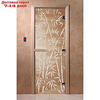 Дверь "Бамбук и бабочки", размер коробки 190 × 70 см, левая, цвет прозрачный