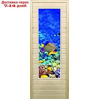 Дверь для бани со стеклом (43*129), "Кораллы-3", 190×70см, коробка из осины