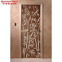 Дверь стеклянная "Бамбук и бабочки", размер коробки 190 × 70 см, 8 мм, бронза