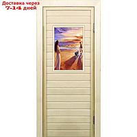 Дверь для бани со стеклом (40*60), "Прогулка", 170×70см, коробка из осины