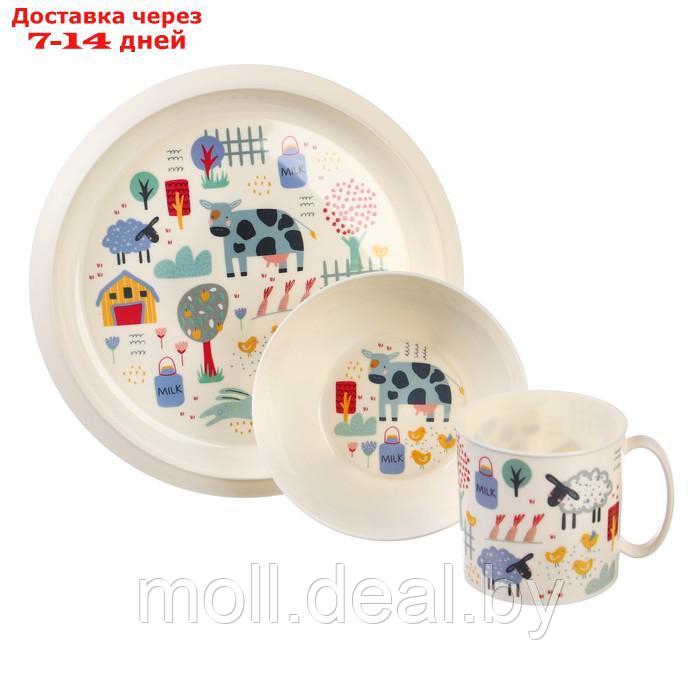 Набор посуды с декором: тарелка D215 мм, миска D130 мм, кружка 280 мл - фото 1 - id-p207532274