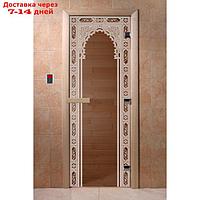 Дверь "Восточная арка", размер коробки 190 × 70 см, левая, цвет бронза