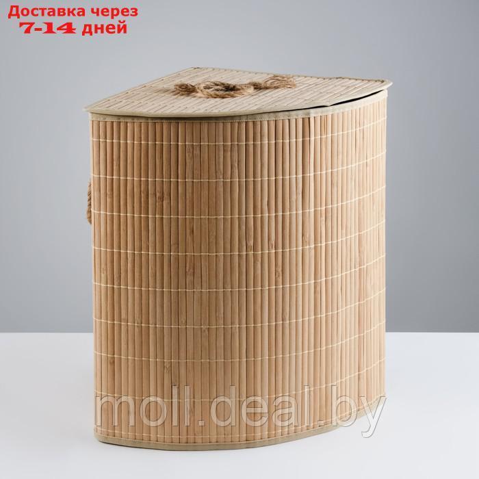 Корзина для белья, с крышкой, 34х34х52 см, бамбук,джут - фото 1 - id-p207538504