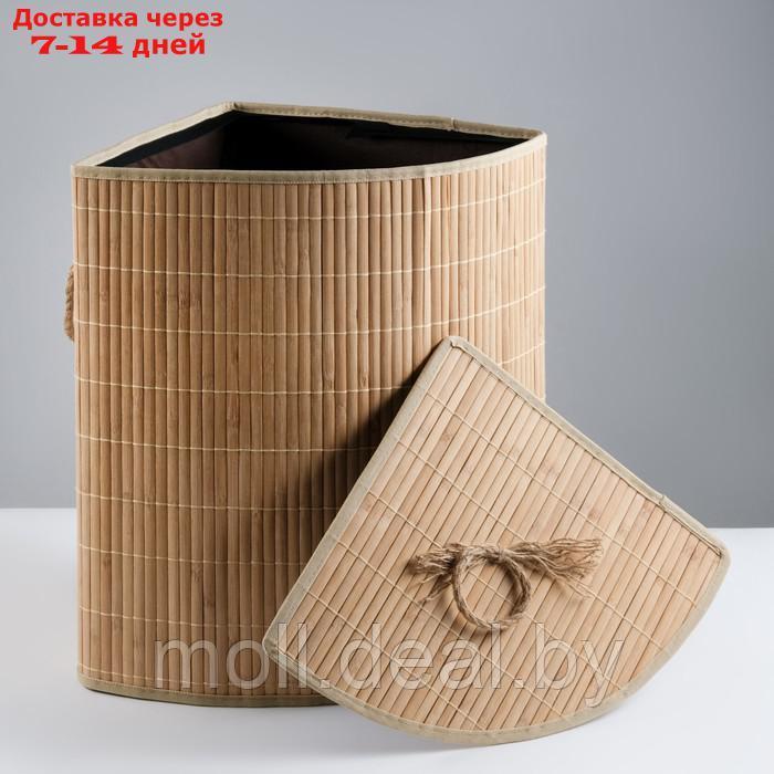 Корзина для белья, с крышкой, 34х34х52 см, бамбук,джут - фото 2 - id-p207538504