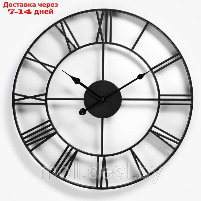 Часы настенные, серия: Лофт, плавный ход, d-45 см, черные - фото 1 - id-p207538510