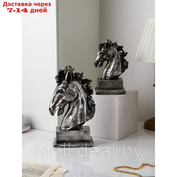 Набор фигур "Голова коня", полистоун, 41 см, серебро, Иран - фото 2 - id-p207538517