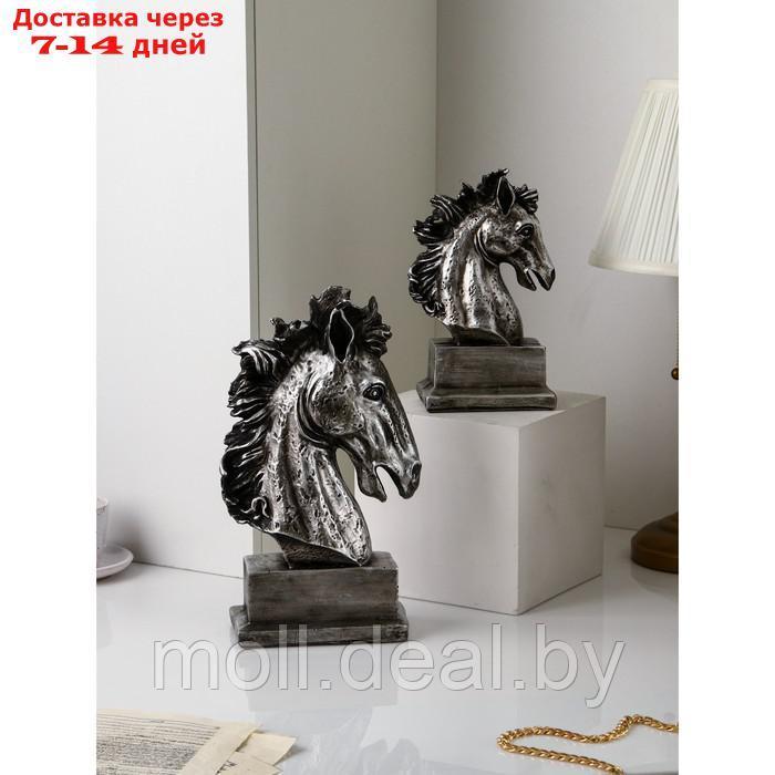 Набор фигур "Голова коня", полистоун, 41 см, серебро, Иран - фото 4 - id-p207538517