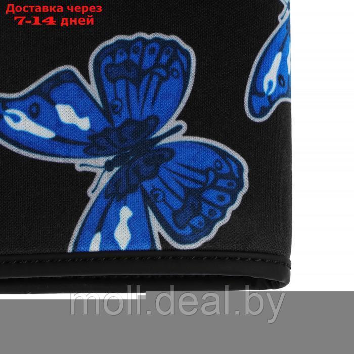Чехол на руль DSV с принтом"бабочки" Black+Blue, неопрен, размер М - фото 5 - id-p207530465