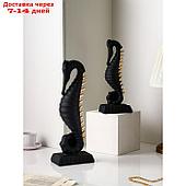 Набор фигур "Морской конёк", полистоун, 47 см, 2 шт, матово-чёрный, Иран