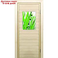 Дверь для бани со стеклом (40*60), "Капли", 190×70см, коробка из осины
