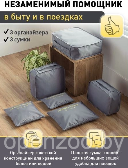 Набор дорожных органайзеров Laun Drypouch Travel 6 штук разных размеров Голубая - фото 8 - id-p207593225