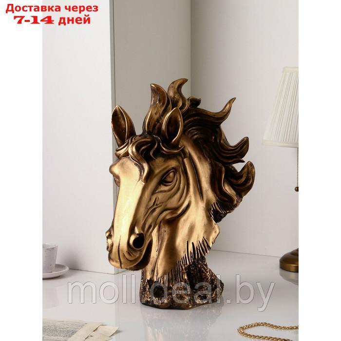 Фигура "Голова коня", полистоун, 51 см, золото, Иран - фото 1 - id-p207538609