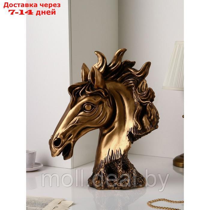 Фигура "Голова коня", полистоун, 51 см, золото, Иран - фото 2 - id-p207538609