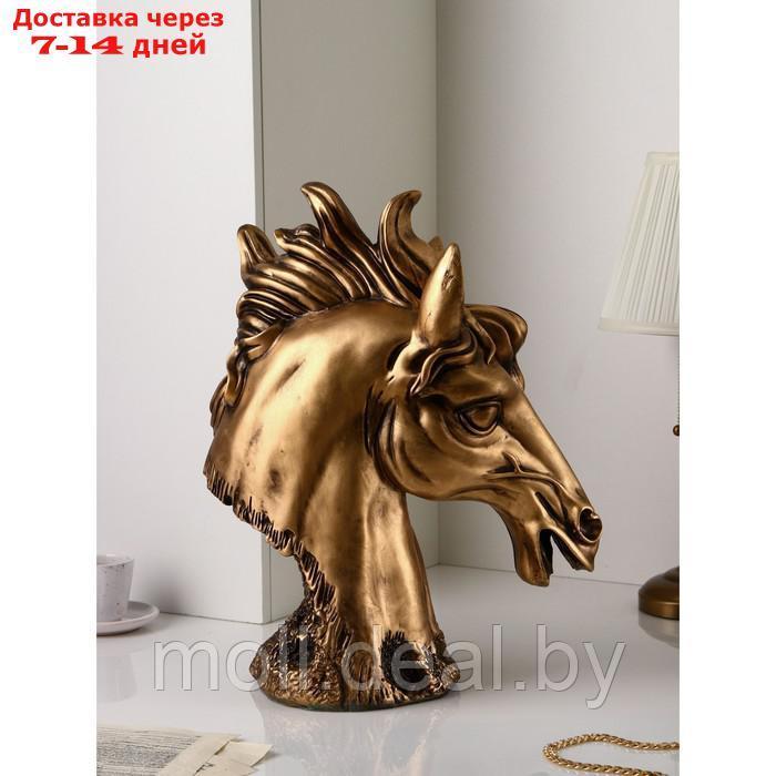 Фигура "Голова коня", полистоун, 51 см, золото, Иран - фото 3 - id-p207538609