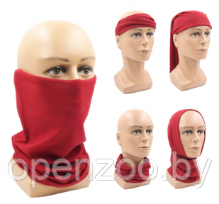 Шарф - труба на лицо Neck Gaiter / Универсальный бафф 16 вариантов ношения / Снуд / Бандана Красный