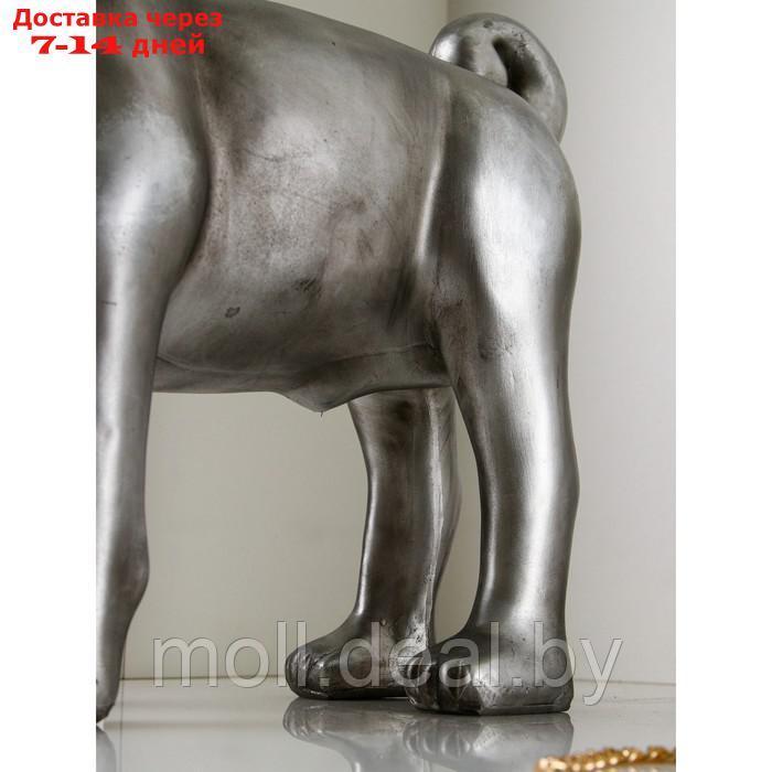 Фигура "Мопс", полистоун, 48 см, серебро, Иран - фото 5 - id-p207538673