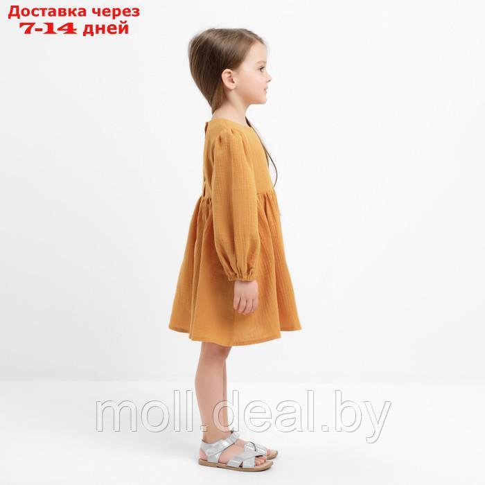 Платье детское с дл. рукавом KAFTAN "Муслин", р.30 (98-104 см) горчичный - фото 3 - id-p207532583
