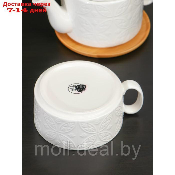 Набор фарфоровый чайный BellaTenero "Орнамент", 2 предмета: чайник 400 мл, кружка 280 мл, цвет белый - фото 4 - id-p207108032