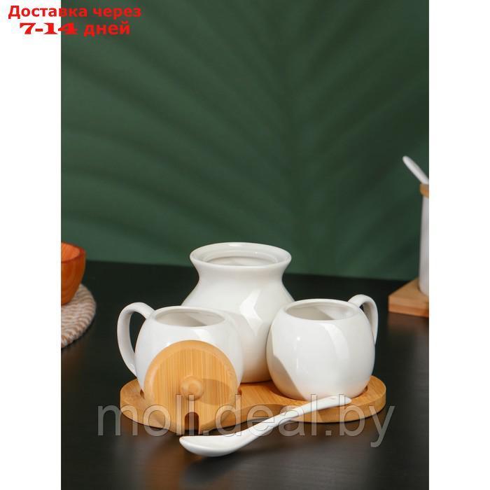 Набор фарфоровый чайный BellaTenero, 3 предмета: 2 чашки 100 мл, сахарница с ложкой, цвет белый - фото 3 - id-p207108034