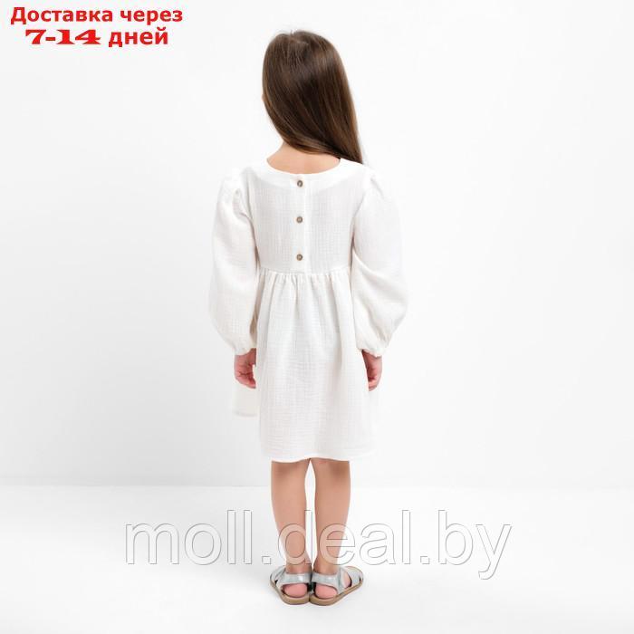 Платье детское с дл. рукавом KAFTAN "Муслин", р.32 (110-116 см) белый - фото 4 - id-p207532594