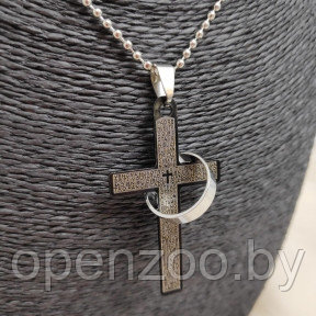 Кулон-подвеска Крест с кольцом на цепочке Черный - фото 1 - id-p207597046