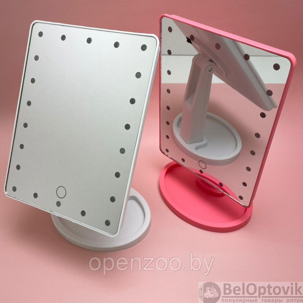 АКЦИЯ Безупречное зеркало с подсветкой Lange Led Mirror Black/White/Pink Розовое, батарейка - фото 2 - id-p207596587