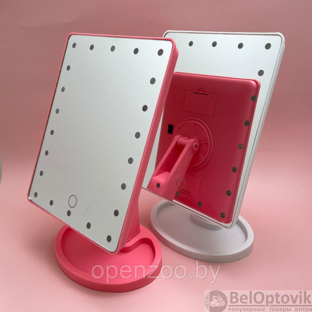 АКЦИЯ Безупречное зеркало с подсветкой Lange Led Mirror Black/White/Pink Розовое, батарейка - фото 8 - id-p207596587