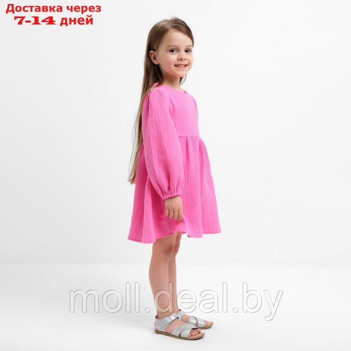 Платье детское с дл. рукавом KAFTAN "Муслин", р.34 (122-128 см) розовый - фото 3 - id-p207532638