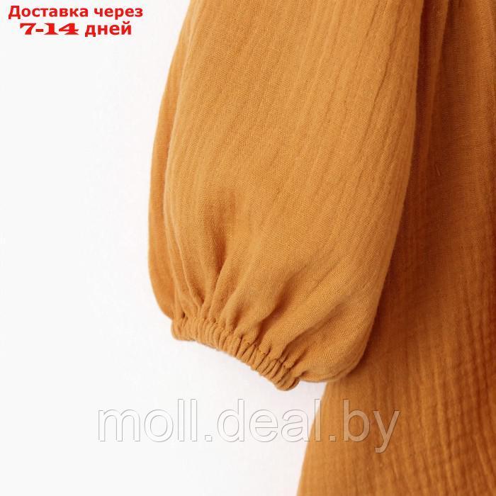 Платье детское с дл. рукавом KAFTAN "Муслин", р.28 (86-92 см) горчичный - фото 10 - id-p207532645