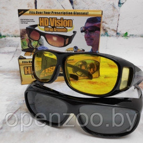Антибликовые очки, солнцезащитные очки для водителей HD Vision Wrap Arounds 2 пары ( защита от яркого света и - фото 1 - id-p207597049