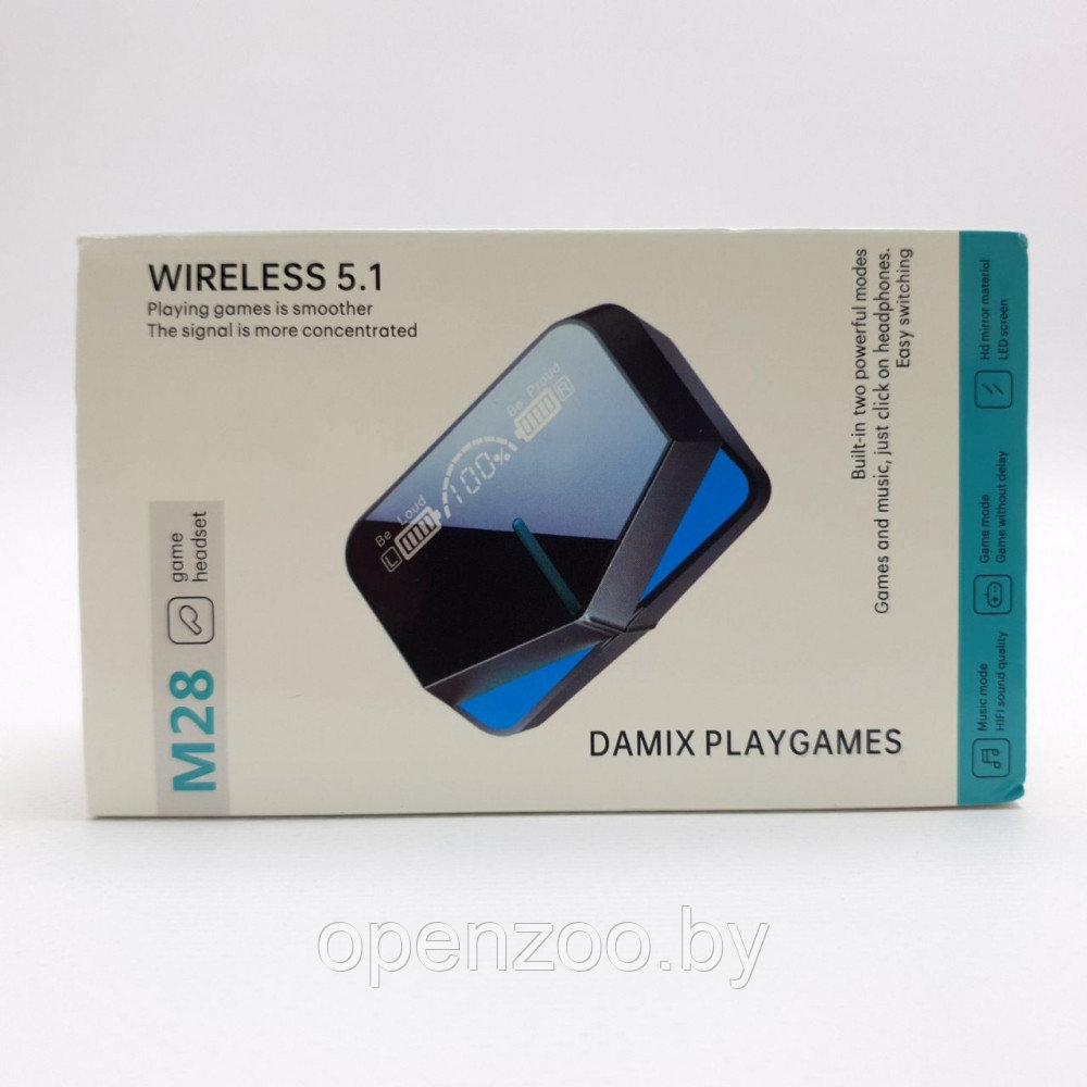 Беспроводные игровые наушники М28 Play Games, PowerBank, Bluetooth 5.1 , сенсорное управление в зарядном кейсе - фото 2 - id-p207593288