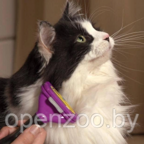 Щетка для вычесывания кошек и собак Fobnimarut / Расческа - чесалка с кнопкой - эджектором Фиолетовый (для