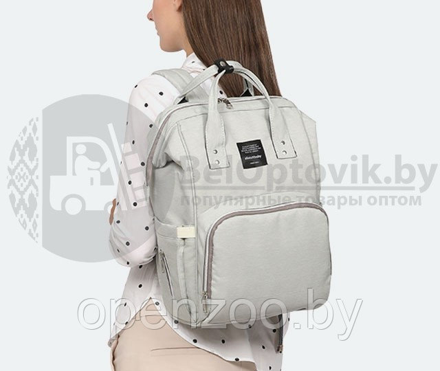 Сумка - рюкзак для мамы Baby Mo с USB / Цветотерапия, качество, стиль Красный с карабином и креплением USB - фото 6 - id-p207596612