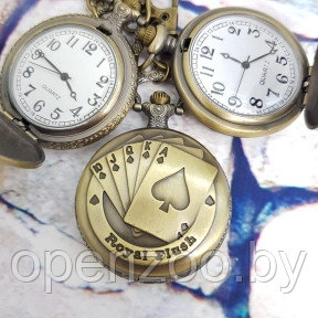 Карманные часы с цепочкой и карабином Роял Флеш - фото 1 - id-p207595827
