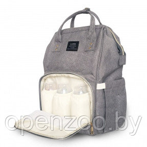 Сумка - рюкзак для мамы Baby Mo с USB /  Цветотерапия, качество, стиль Светло серый с карабином и креплением