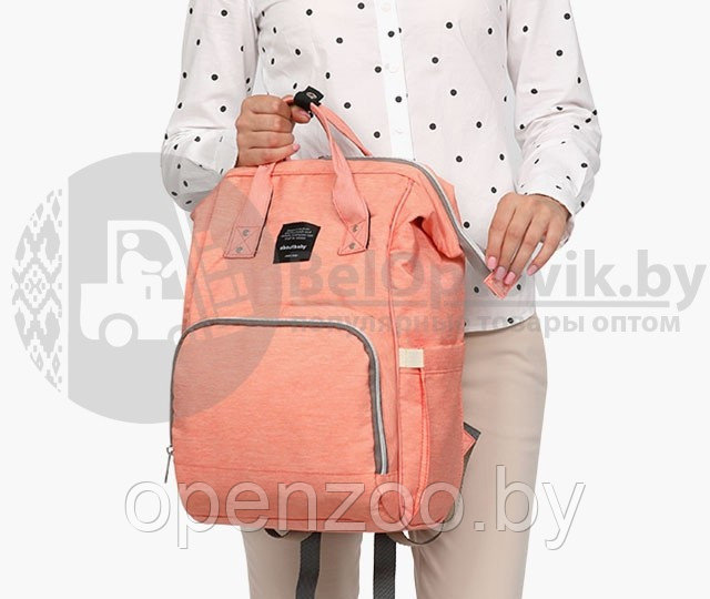 Сумка - рюкзак для мамы Baby Mo с USB / Цветотерапия, качество, стиль Светло серый с карабином и креплением - фото 8 - id-p207596619