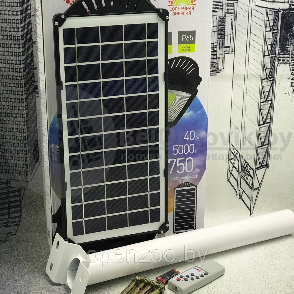Светильник консольный уличный ЭРА на солнечной батарее ERAKSС40-02 с пультом ДУ,40 W, с датчик. движ., ПДУ, - фото 2 - id-p207594736