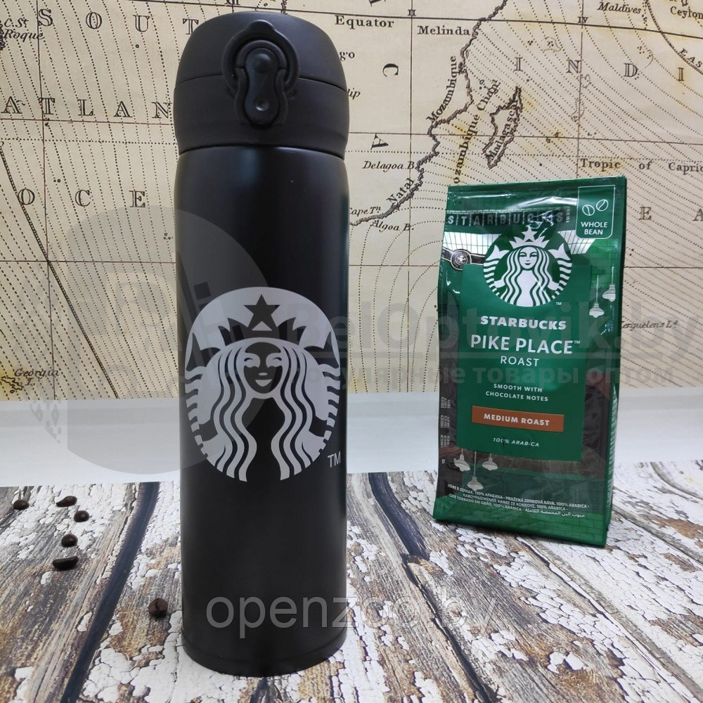 Термокружка Starbucks 450мл (Качество А) Металл с зеленым логотипом - фото 3 - id-p207596637