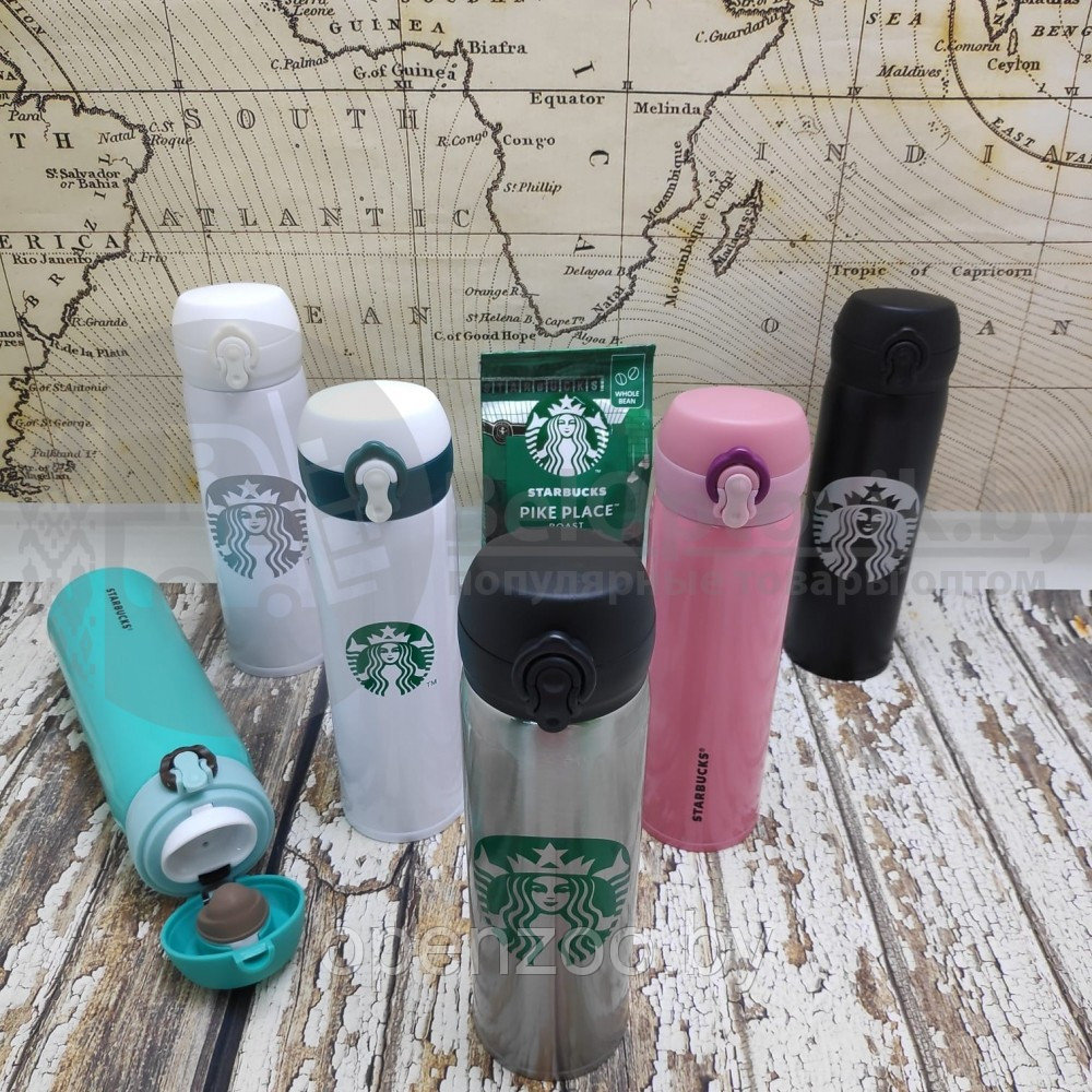 Термокружка Starbucks 450мл (Качество А) Металл с зеленым логотипом - фото 4 - id-p207596637
