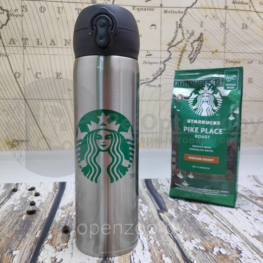 Термокружка Starbucks 450мл (Качество А) Металл с зеленым логотипом - фото 5 - id-p207596637